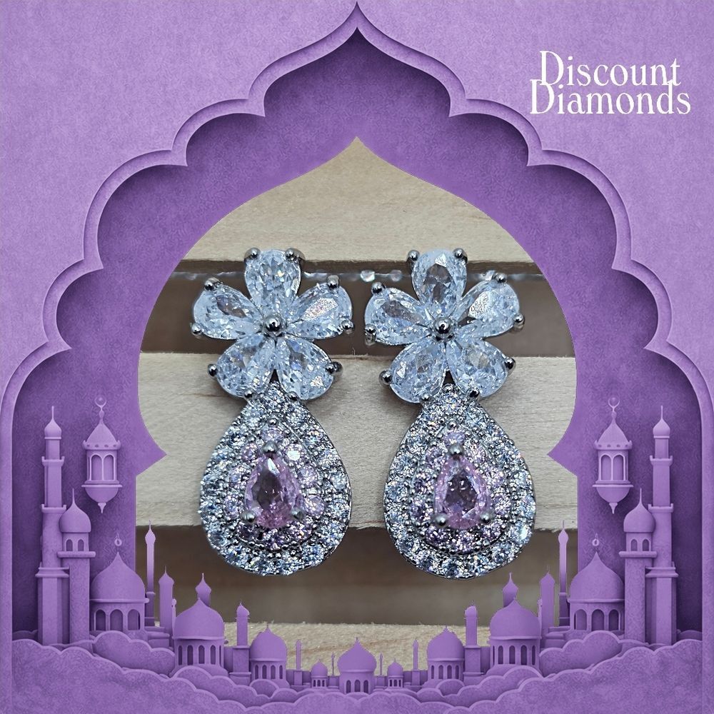 Pink Pear Cut & White Topaz Earrings 925 Sterling Silver
